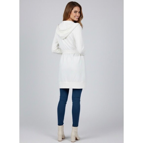 Vtg Victoria's Secret Cozy Long Hooded Zip Belted Cardigan Sweater • Y2K Coquett - Picture 9 of 16